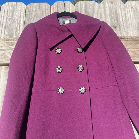 J. Crew Women's Aubergine Merlot Rich Purple Wool Car Coat Size P 10 - Picture 2 of 14